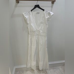 White Poplin Flutter-Sleeve Midi dress from Vineyard Vines, worn once